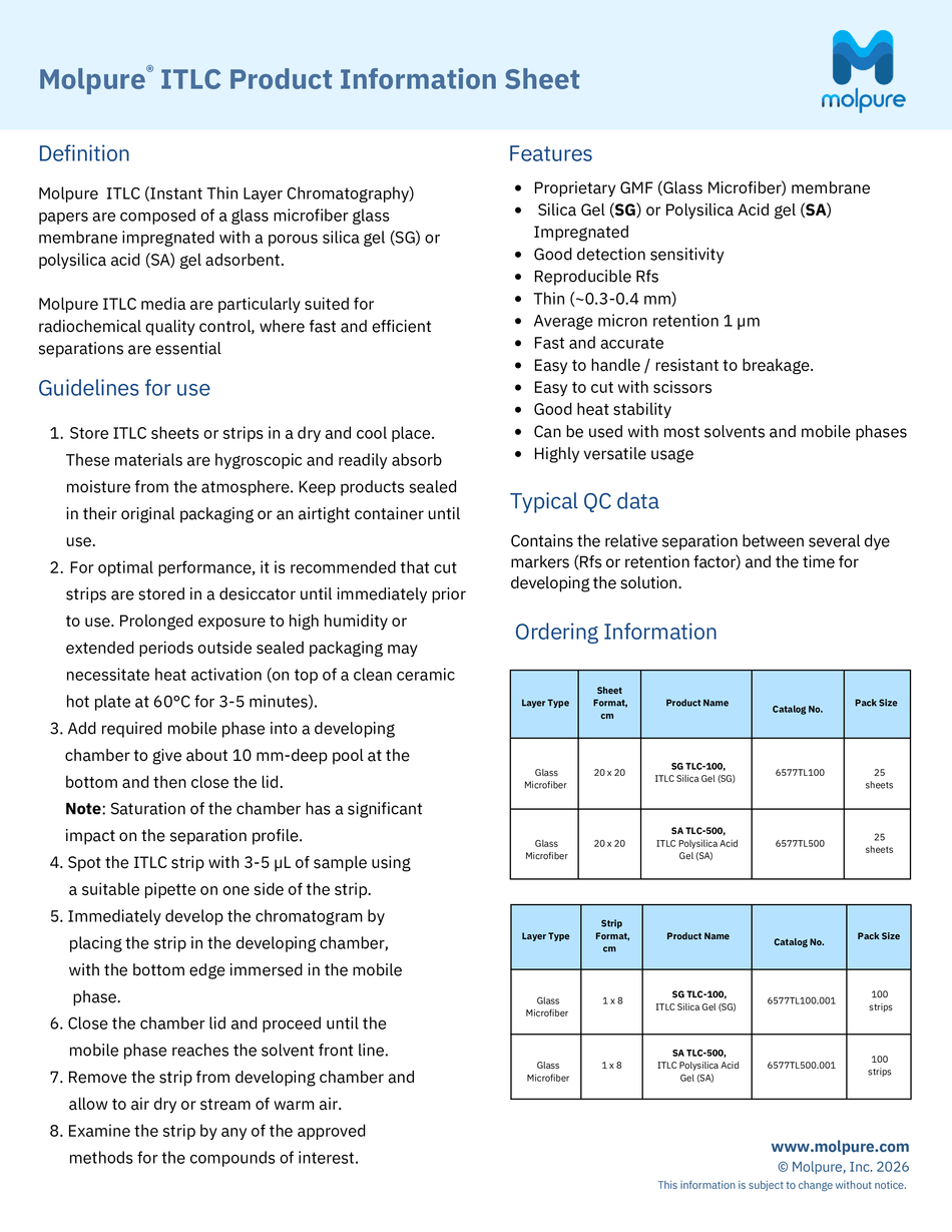 Molpure ITLC chromatography media